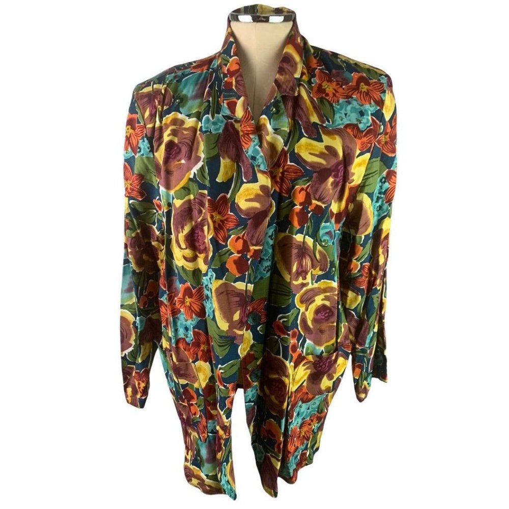 Medium‎ Rampage Women's Vintage 80s Single Button Blazer Jacket Floral